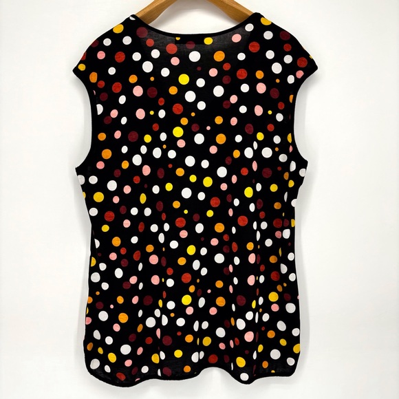 Hamilton Black Multicolour Polka Dotted Sleeveless V-Neck Top, 2X - Picture 7 of 12